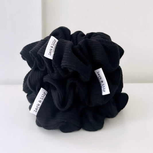 Black Rib Scrunchie