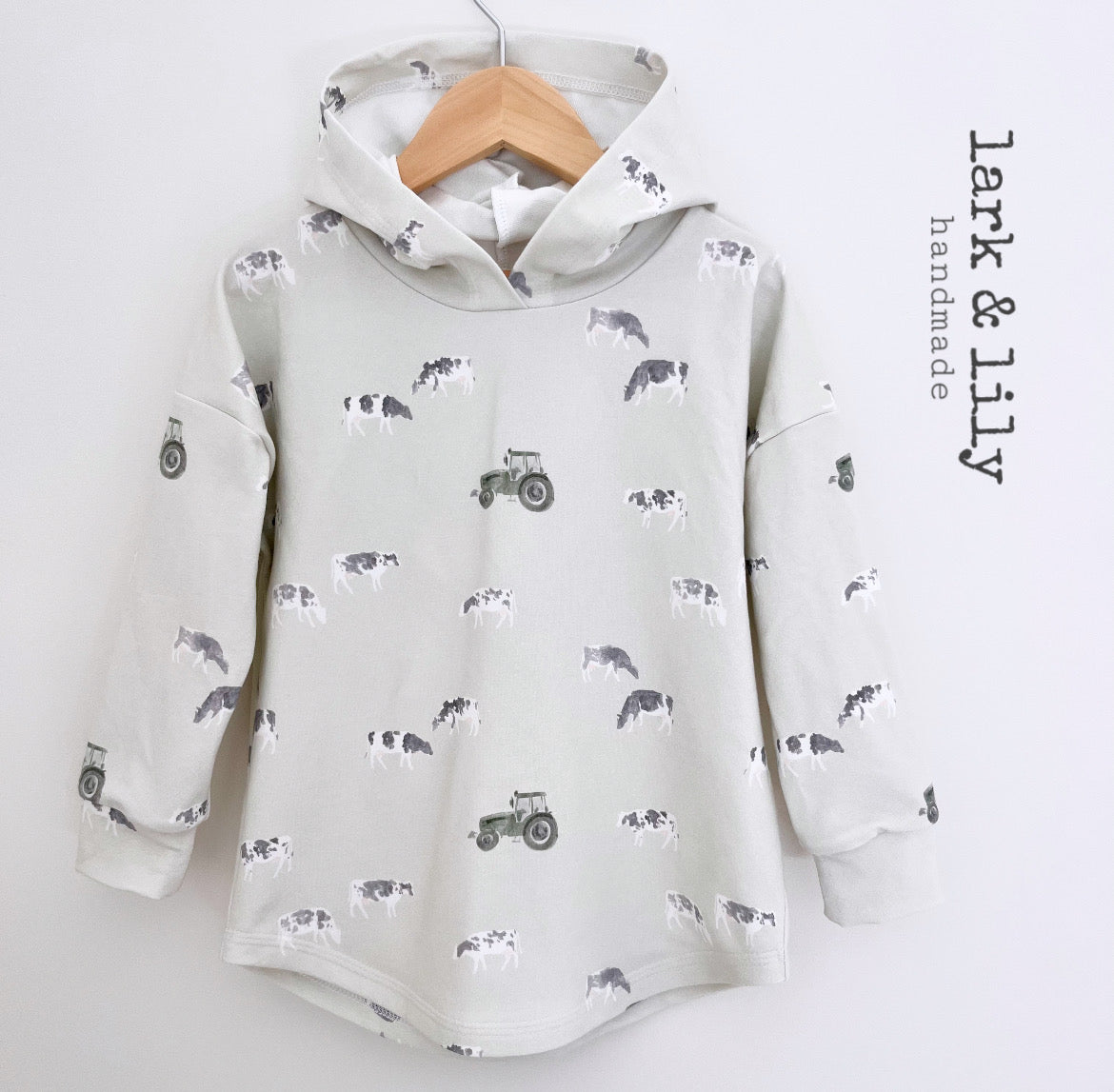 Green Tractor & Cow Hoodie