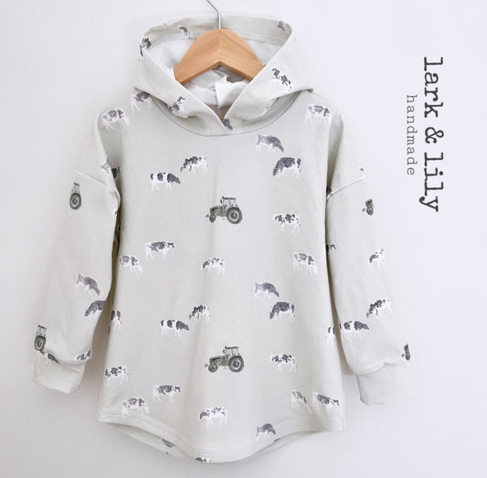 Green Tractor & Cow Hoodie